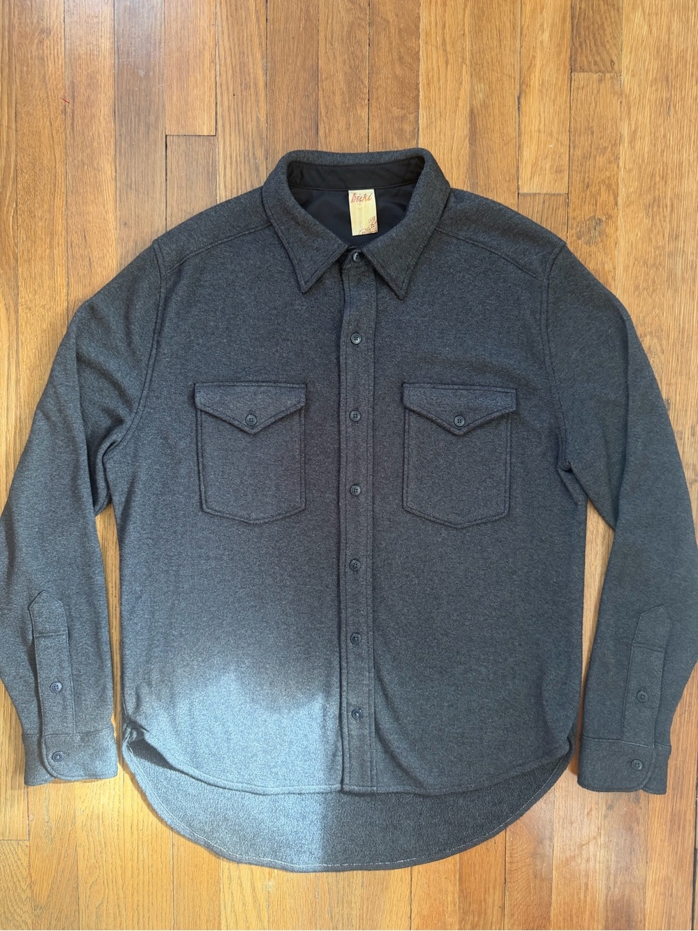 Buki Luxury Seattle Men’s City CPO Shirt Jacket Charcoal Technical Soft Knit